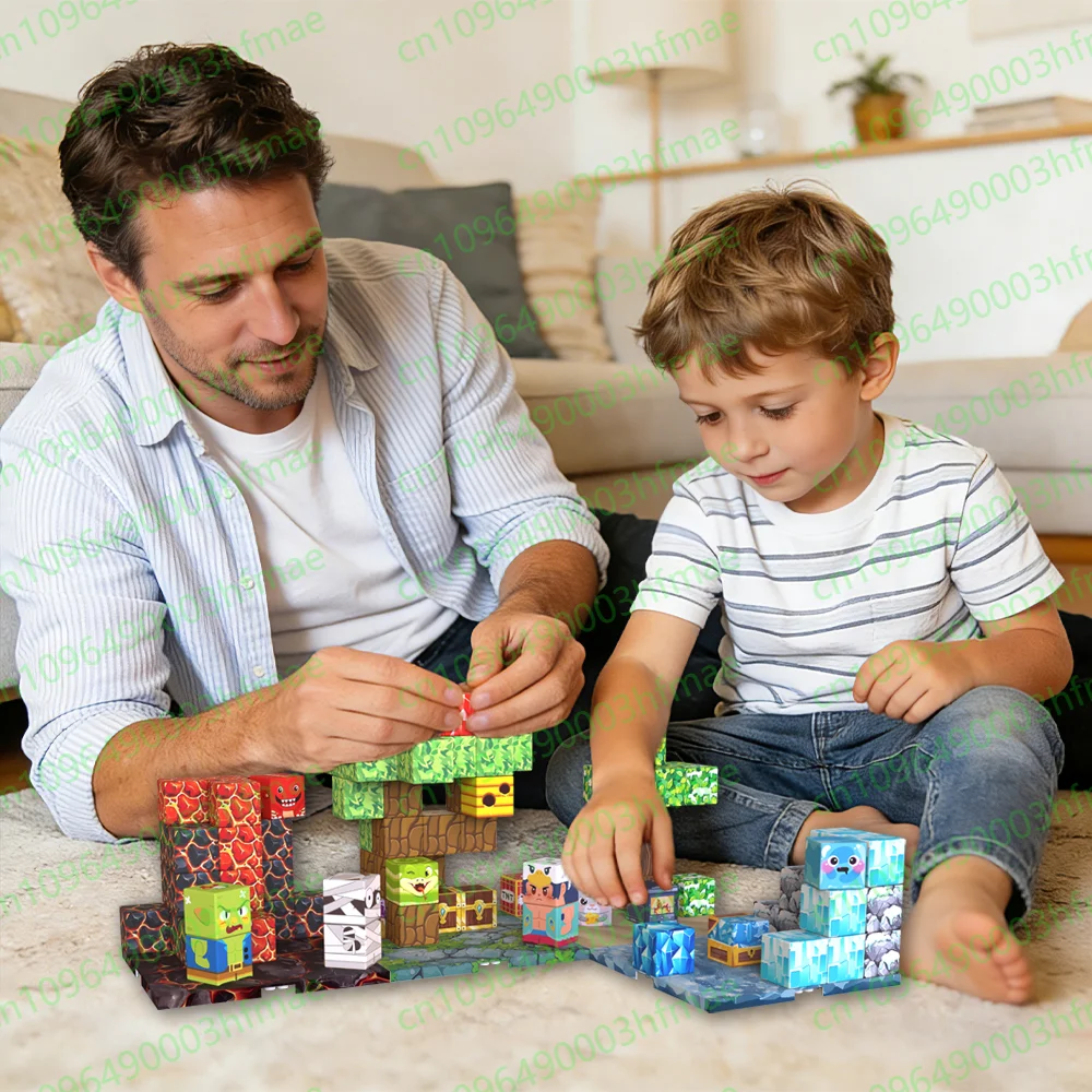 قاعدة مغناطيسية لقطع البناء، مناسبة للأطفال - قاعدة لتكديس قطع البناء المغناطيسية