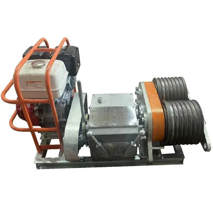 Dual-bull wheel motorized cable pulling winch cable laying equipment