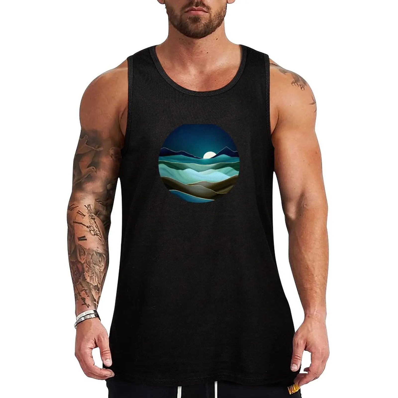 Moonlit Vista Tank Top gym accessories men Short sleeve