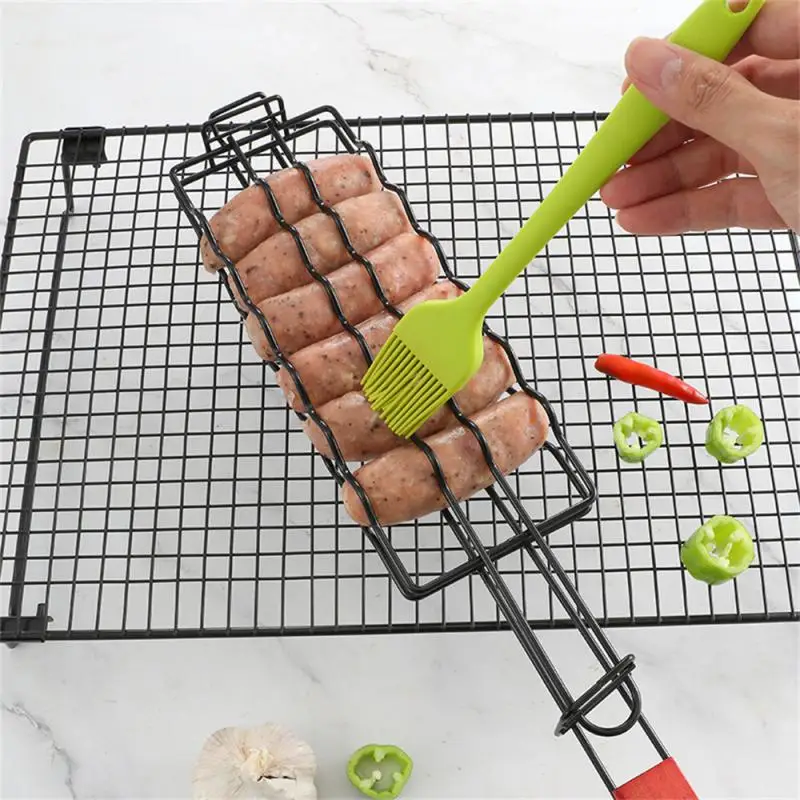 BBQ Sausage Turning Tongs Barbecue Clip Multipurpose Cooking Grill Tongs Stainless Steel Sausage Turning Plier Camping Tools