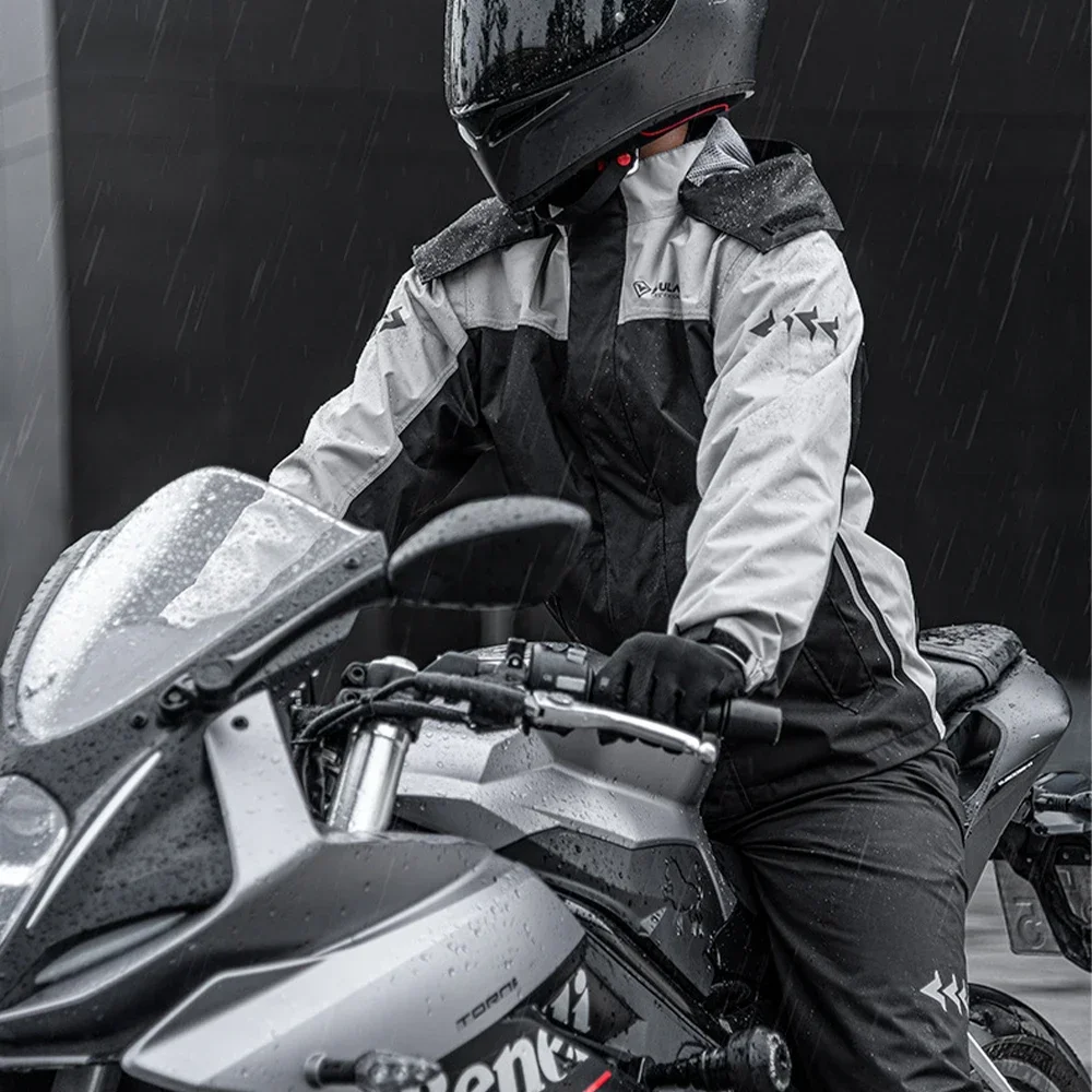 Raincoat Waterproof Portable Pants Jacket Split Motorcycle Outdoor Biker Riding Breathable Raincoat Rain Light Reflective Unisex