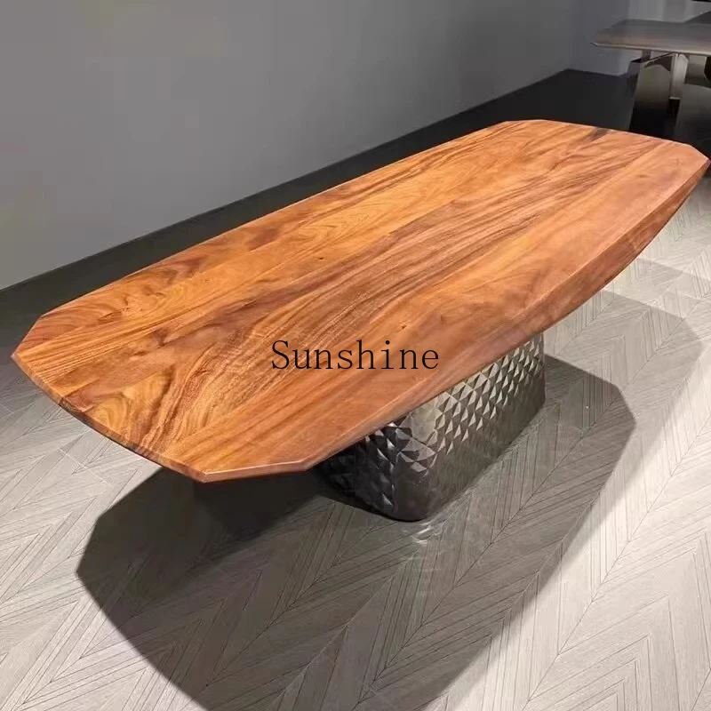 

Medieval rectangular solid wood dining table Italian minimalist dining table large flat floor