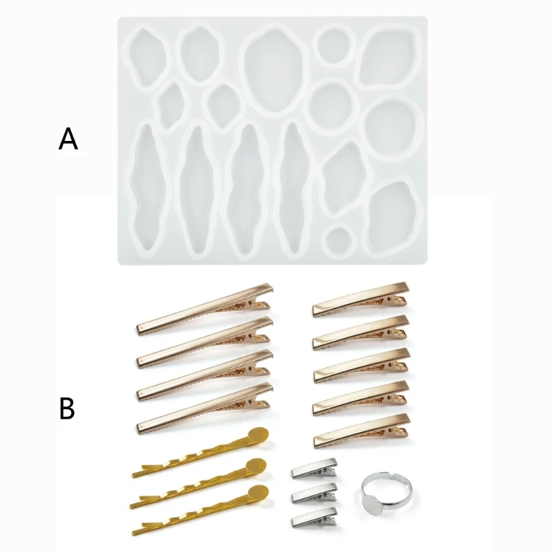 Stampi in silicone per mollette Stampo in resina epossidica per fermaglio per capelli geometrico per resina fai-da-te