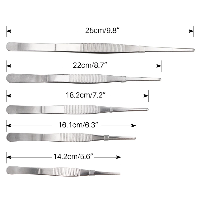 Stainless Steel Tweezers Round Head Clamps, Livestock Veterinary Surgical Forceps Heat Resistant Straight Tweezers Repair Tools