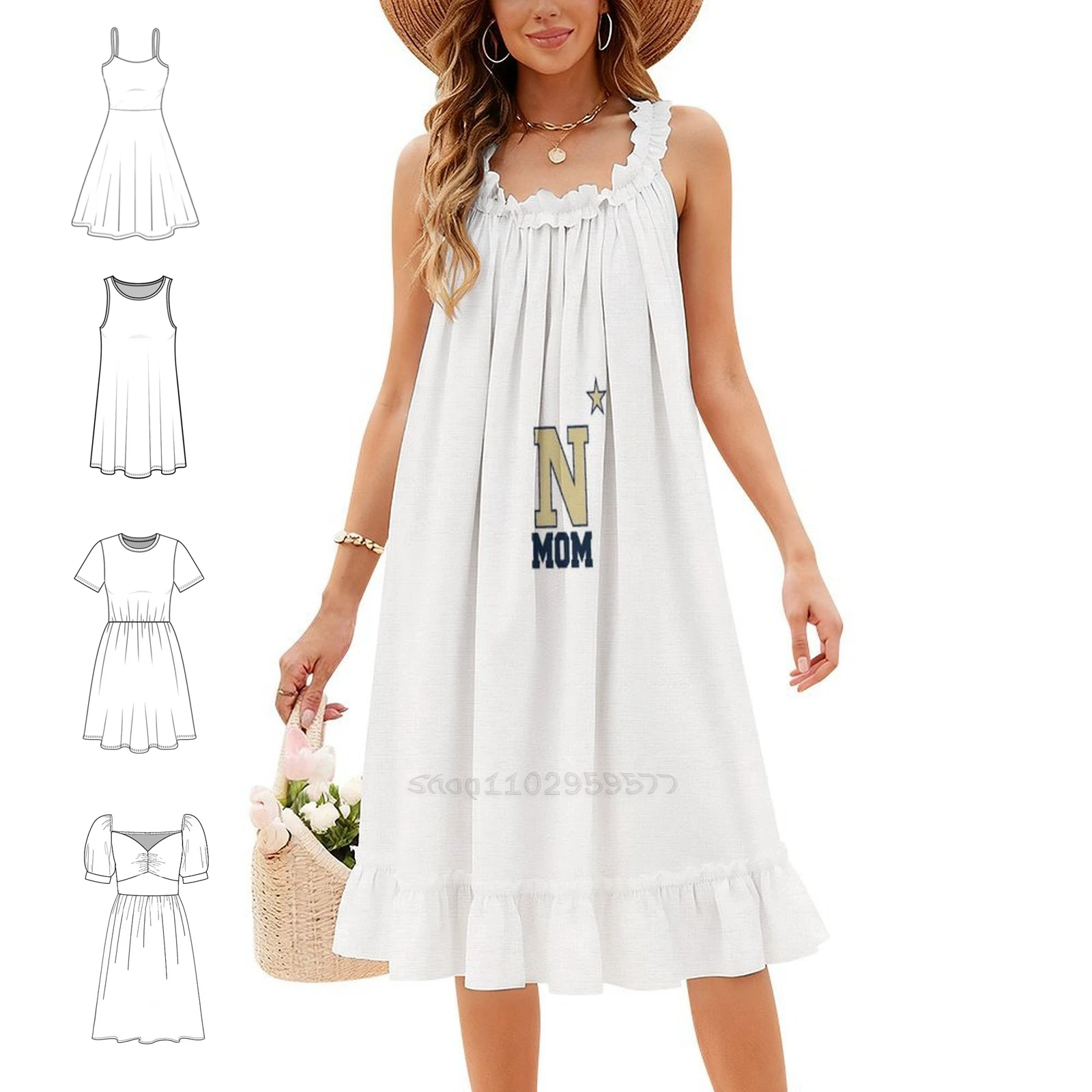 Naval Academy Mom Preppy Style Mini Dress For Women A-Line Loose Fit Casual Day Dress Navy Naval Academy Maryland Usna Female