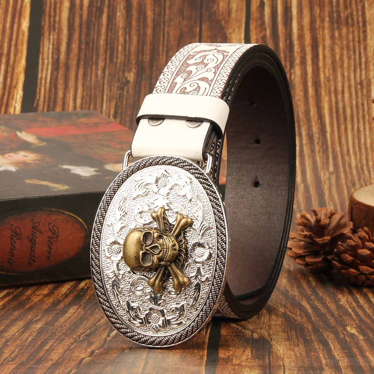 العلامة التجارية الفاخرة الرجال الغربية الدنيم حزام الجمجمة مجلس مشبك الشباب خمر عادية تنوعا حزام الجينز حزام للرجال الملحقات