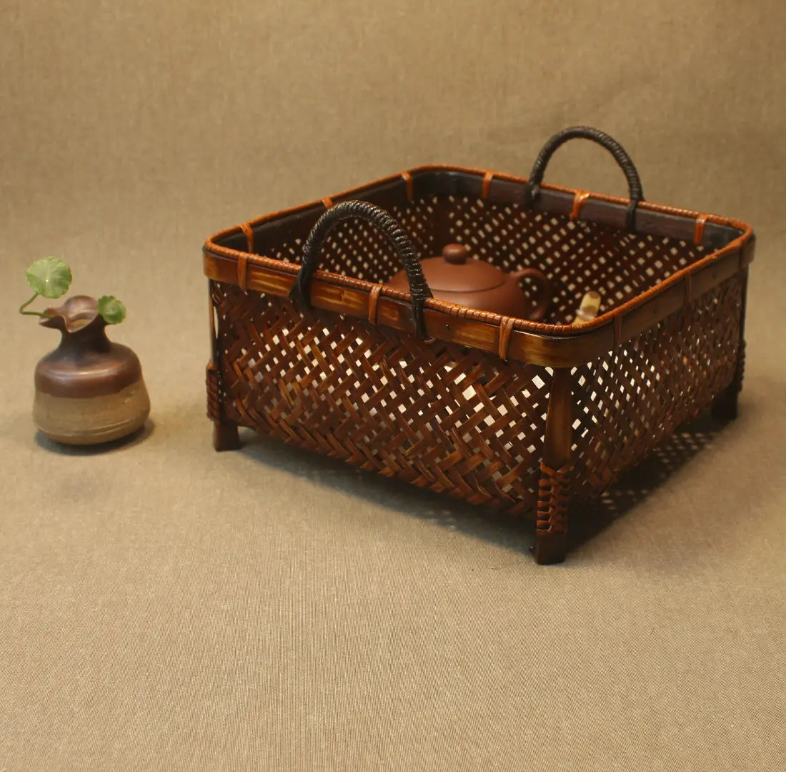 Handmade Bamboo Woven Basket, Bread Basket, Fruit Bowl, Tea Set, Chinese Gift Box, Bamboo Container, Tea Accessories