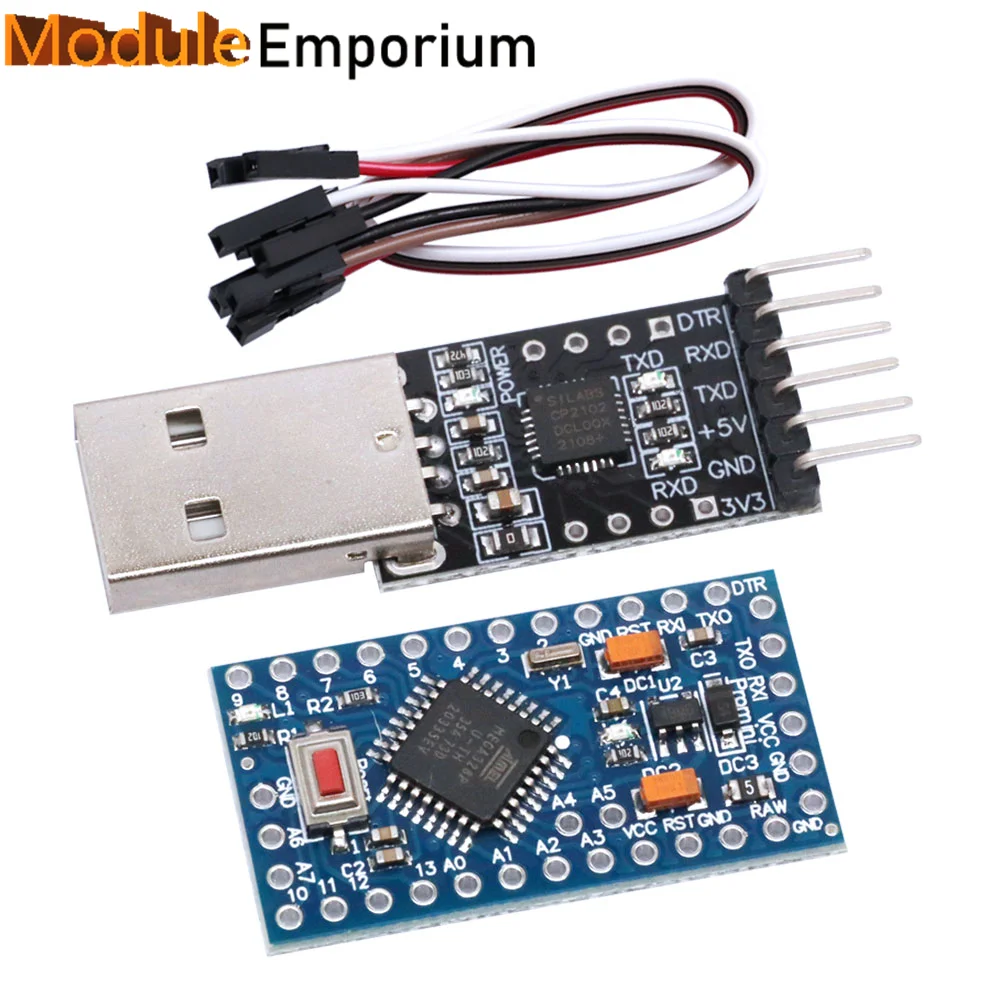 1PCS 6pin CP2102 USB 2.0 to TTL UART Module + 1PCS Pro Mini Module Atmega328 5V 16M For Arduino Compatible With Nano