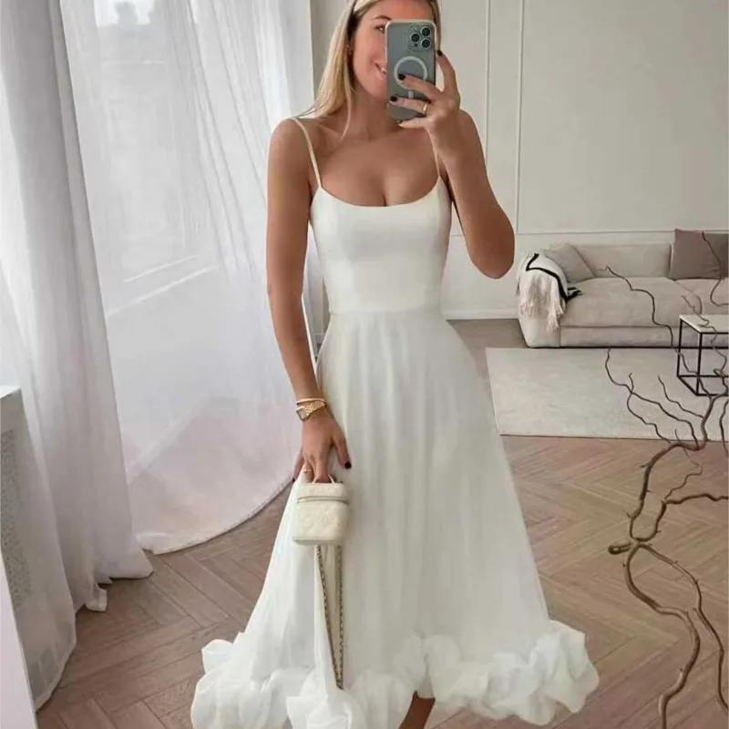 

Модное элегантное вечернее платье, женское летнее сексуальное длинное платье без рукавов с открытой спиной, шикарное плиссированное лоскутное платье трапециевидной формы с оборками