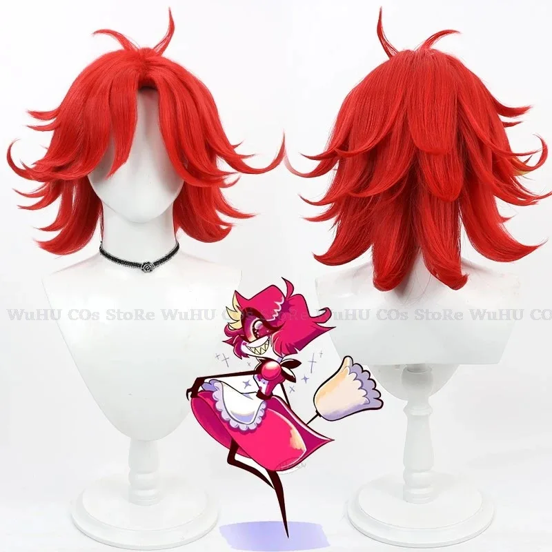 2025 yiyi ReadyStock-Hazbin Hotel Niffty Red Mujeres Hombres Peluca de cosplay de Halloween
