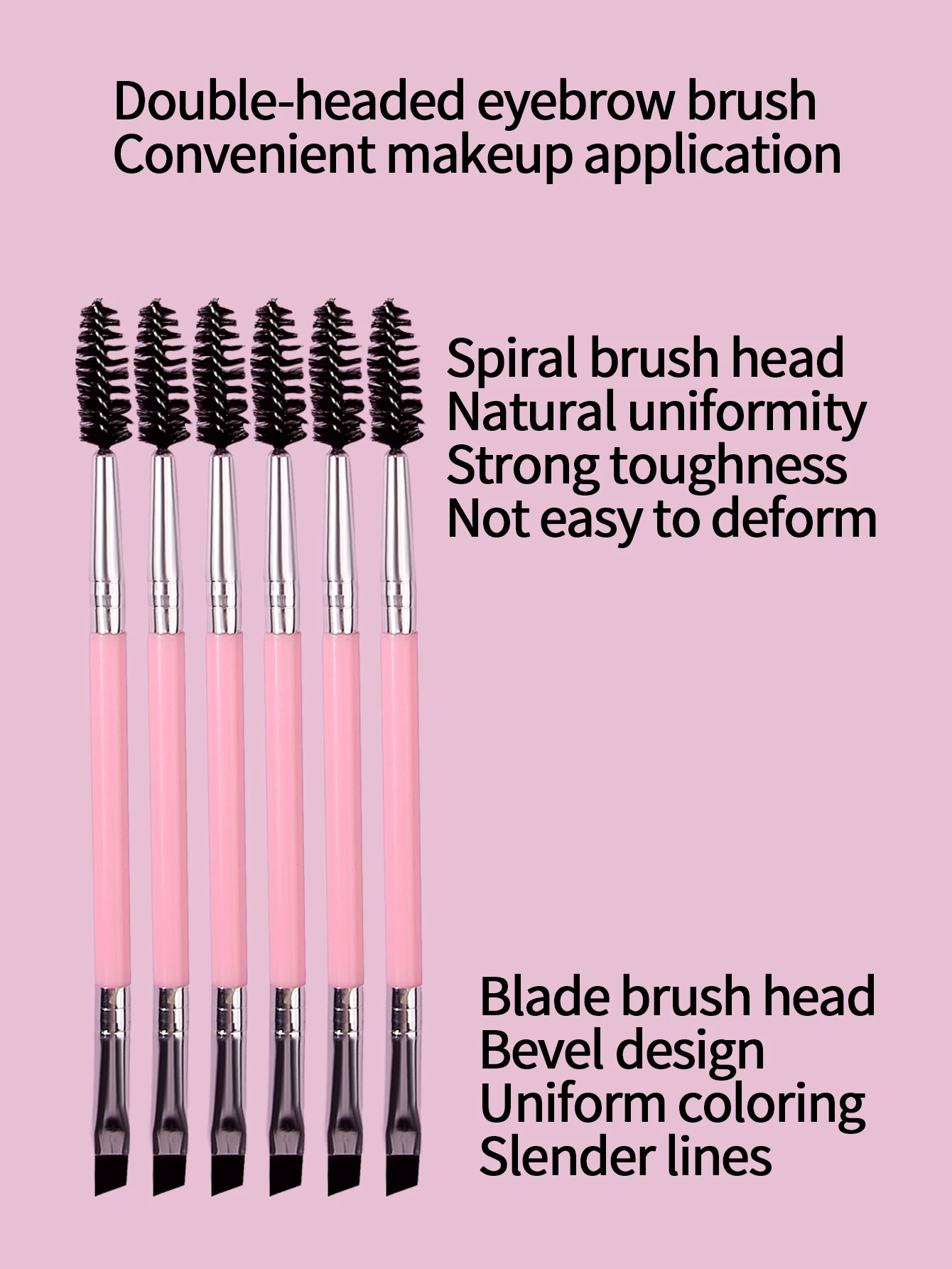 5PCS multi-functional pink double-headed mascara brush, eyebrow brush, beginner's eye makeup tool mascara curl makeup brush