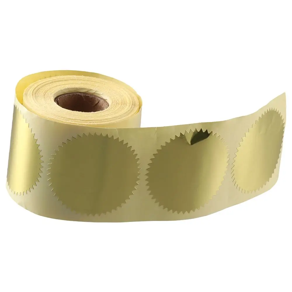 ملصقات ذهبية معدنية مستديرة ، ملصقات ورقية ذاتية اللصق ، عالية الجودة ، 250 قطعة لكل لفة ، 2 بوصة