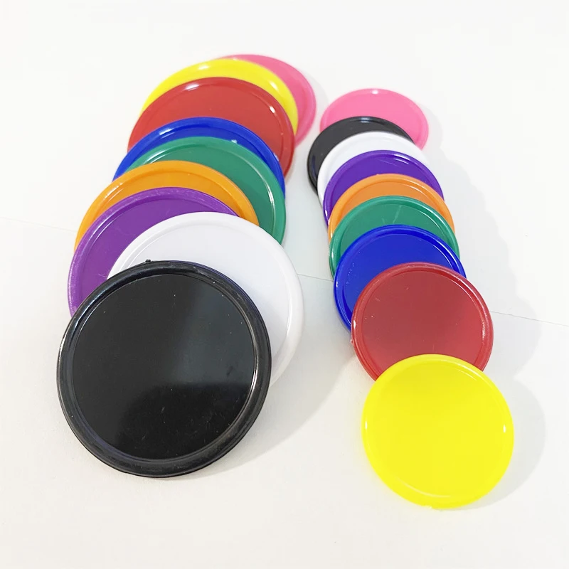 

100Pcs 25mm 37mm PS Plastic Chips Markers Token Fun Family Club Board Games for Teaching Mus 9 Colours