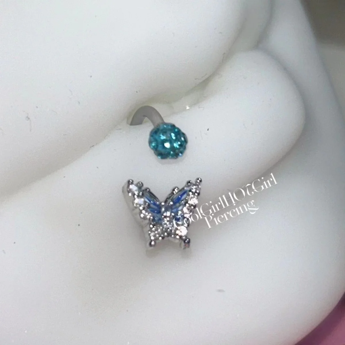 Blue Butterfly Lip Ring C Ring Horseshoe Ring Mud Ball Lip Labret Piercing Jewelry Stainless Steel Earrings Septum Piercing