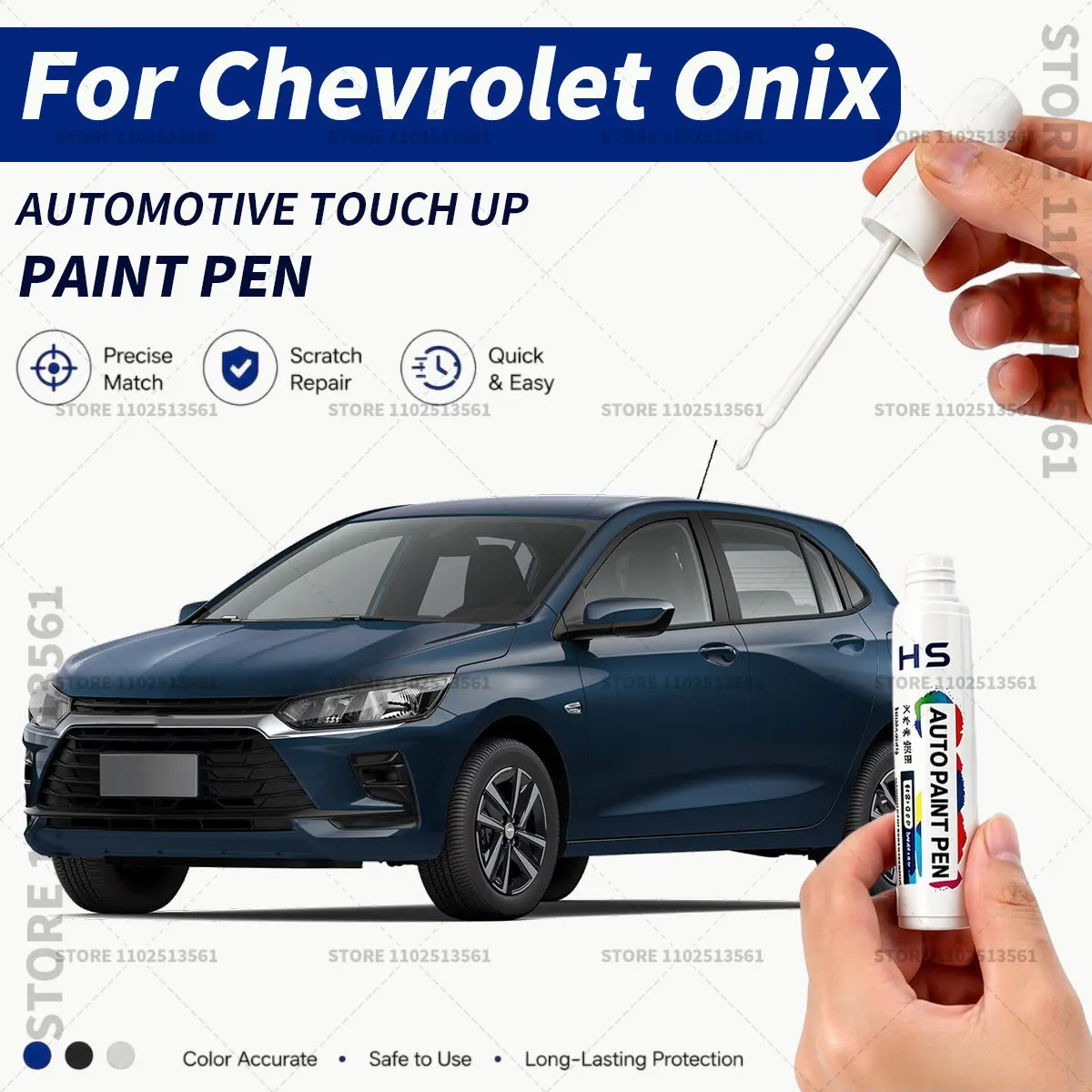 Bolígrafo de pintura para retoques de coche, pintura para reparación de arañazos y golpes para Chevrolet Onix, azul océano, blanco, rojo cajun, negro, grafito, plata