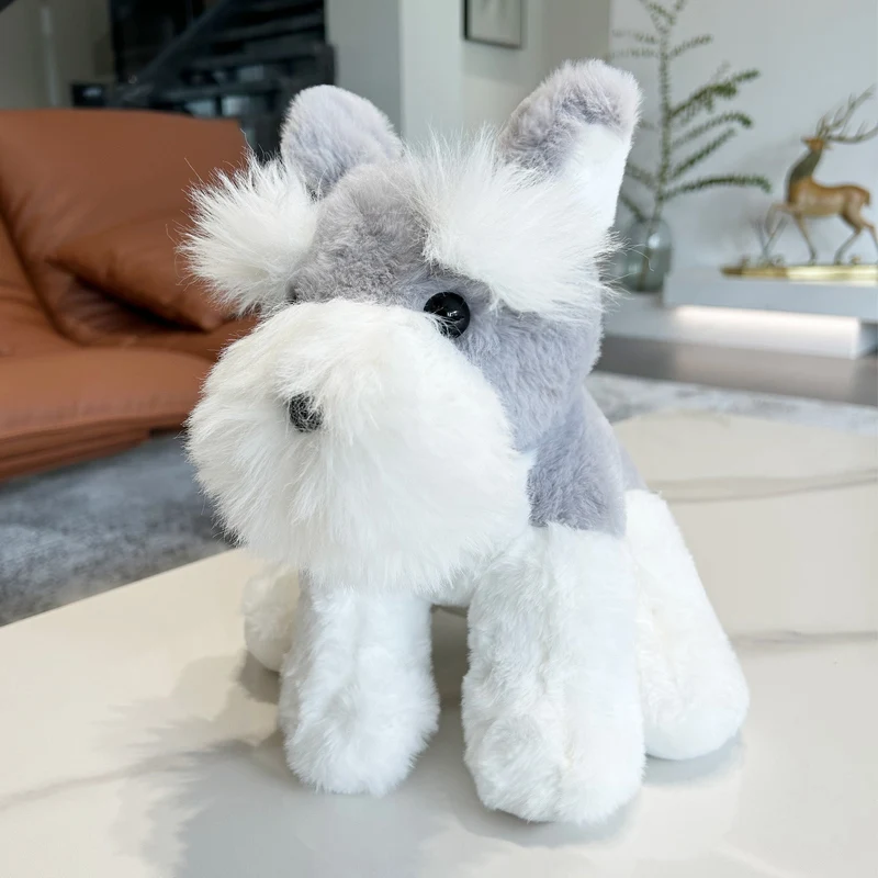 27/35cm Simulation RealLife Pets Schnauzer Plush Toys Stuffed Fluffy Animal Cute Puppy Baby Appsease Dog Doll for Kids Xmas Gift