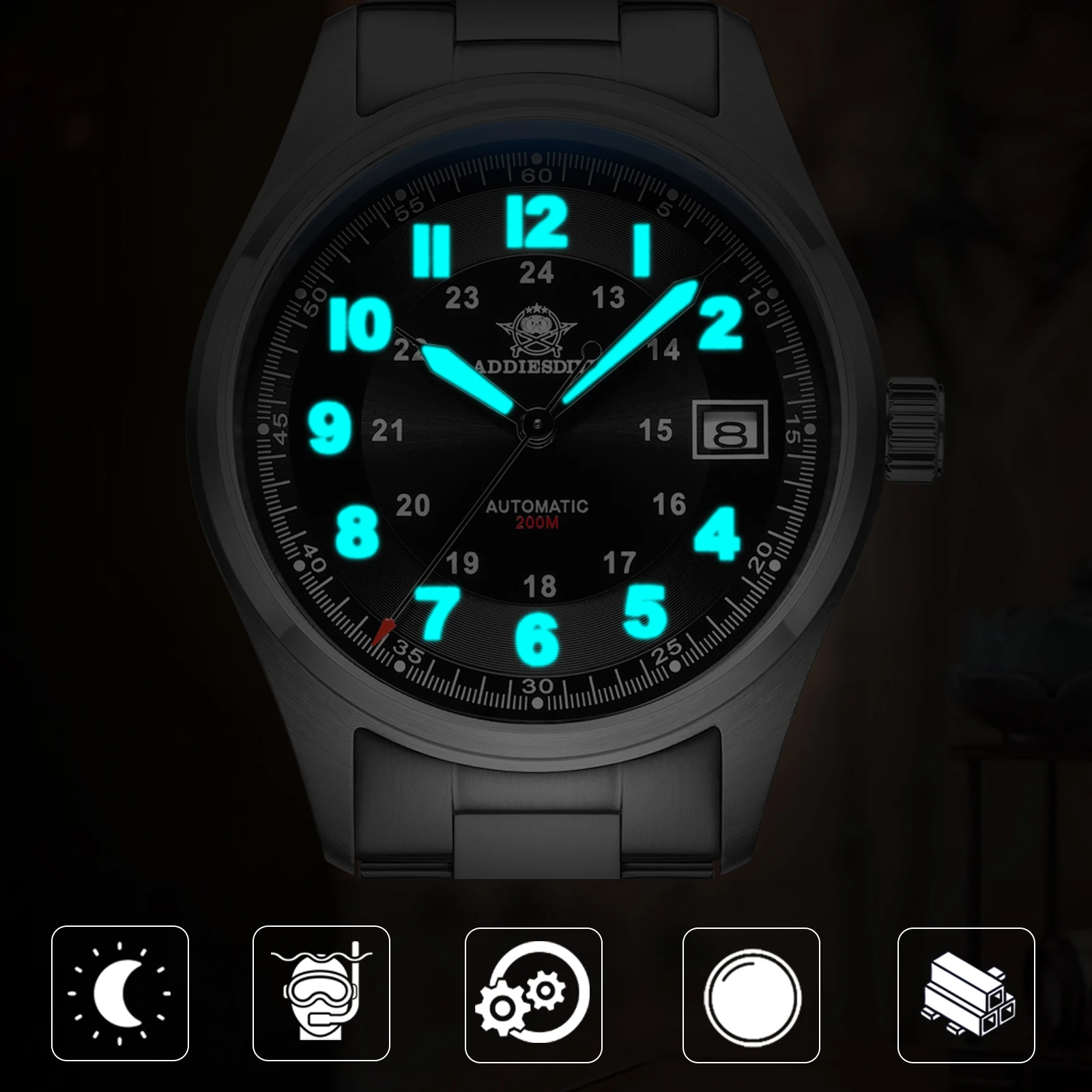 ADDIESDIVE NEW 39mm NH35A Synthetic Automatic Mechanical Watches Stainless Steel Reloj Hombre 20Bar Dive Luminous Watch For Men