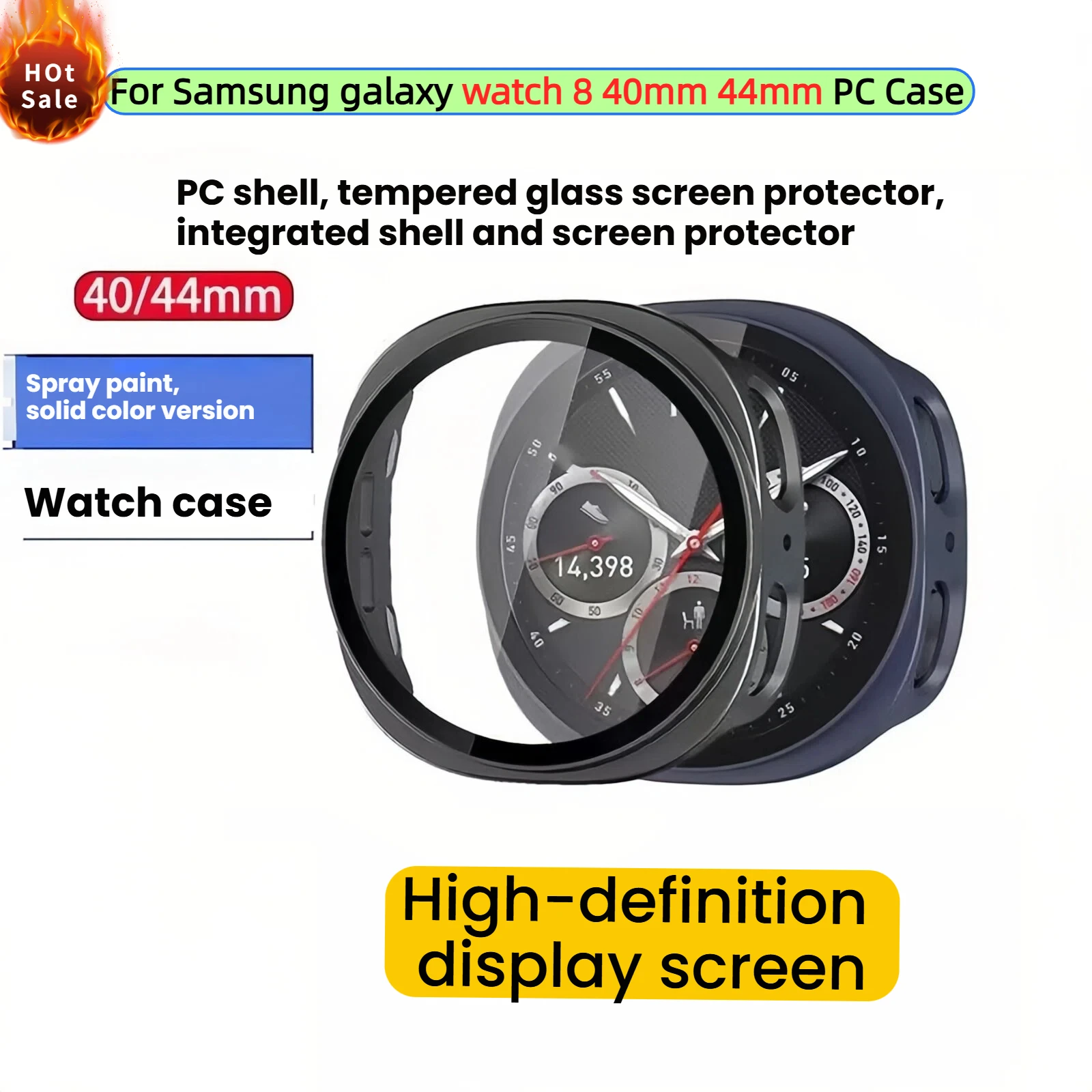 جديد الزجاج المقسى + حافظة لساعة سامسونج جالاكسي 8 اكسسوارات في جميع أنحاء الصلب PC الوفير الإطار حامي الشاشة 40 مللي متر 44 مللي متر غطاء #1