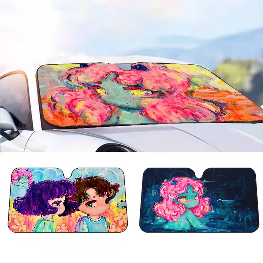 

Мультяшный O-Okokume, крутая космическая девушка, милый автомобильный солнцезащитный козырек, зонтик, лобовое стекло автомобиля, солнцезащитный козырек, защита от ультрафиолета и внутренний охладитель