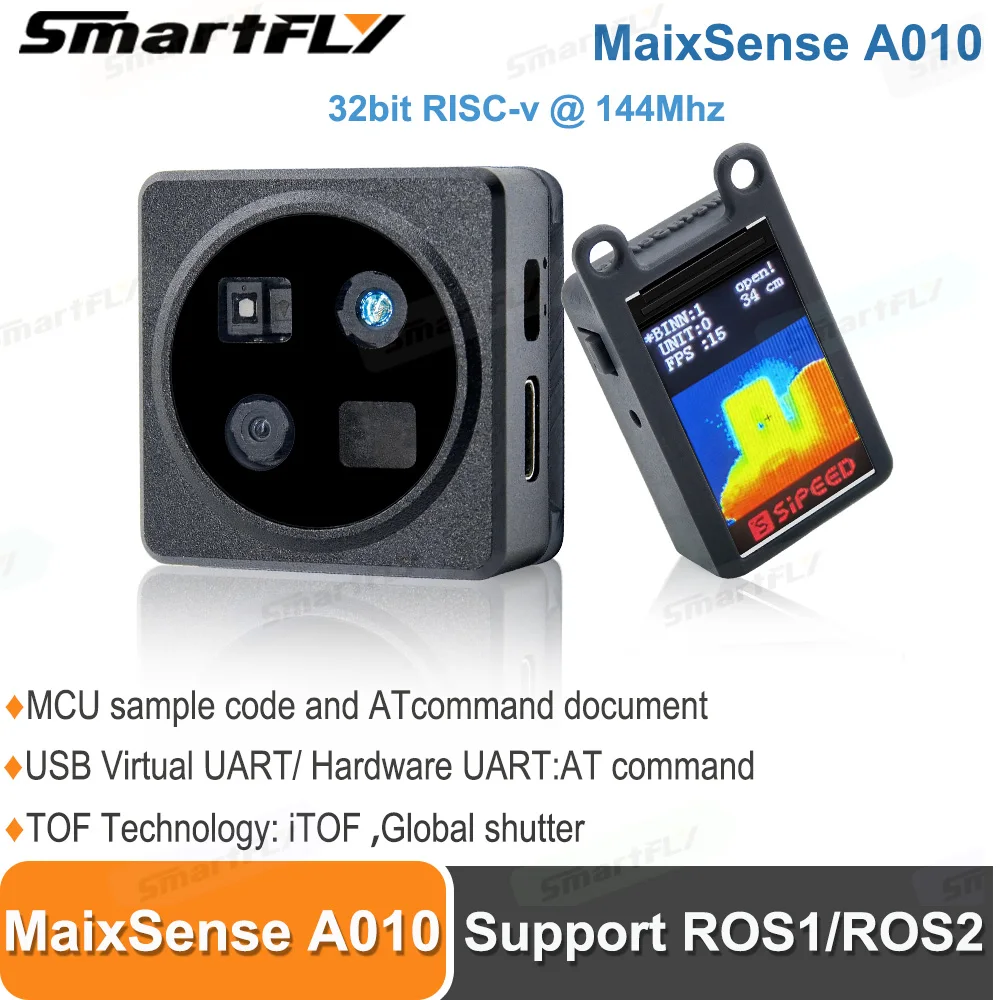 

Sipeed MaixSense A010 RGBD TOF 3D Depth Vision MCU & ROS Camera 32bit RISC-V @144Mhz Support ROS1 / ROS2 iTOF,Global shutter