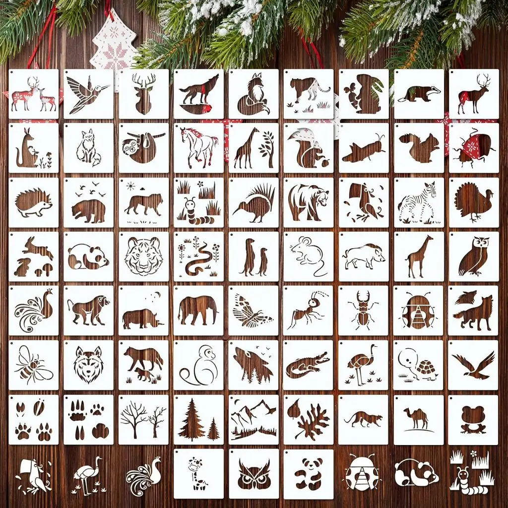 

66 шт. трафареты для животных DIY рисунок граффити спрей инструмент мультфильм многоразовые шаблоны для рисования для детей живопись, скрапбукинг, дерево