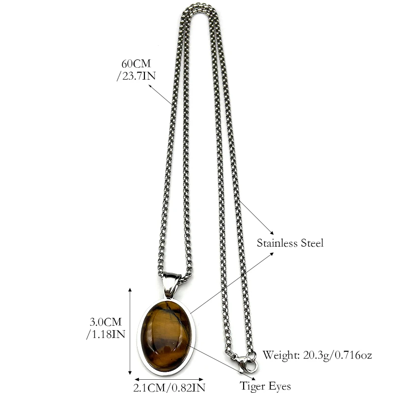 Tiger Eye Stone Oval Shape Chain Women Girls Stainless Steel 2025 Trend Female Embedded Natural Stone Simple Elegance Jewelry - Image 6