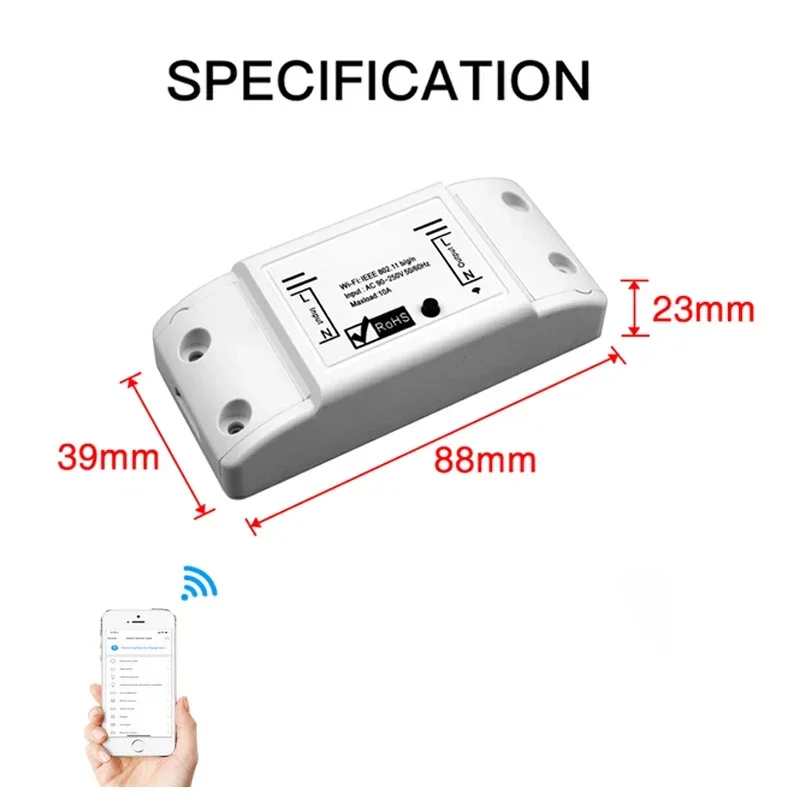 Interruptor de luz inteligente con WiFi para el hogar, módulo básico de Control remoto inalámbrico, compatible con Smart Life, Tuya, Alexa y Google