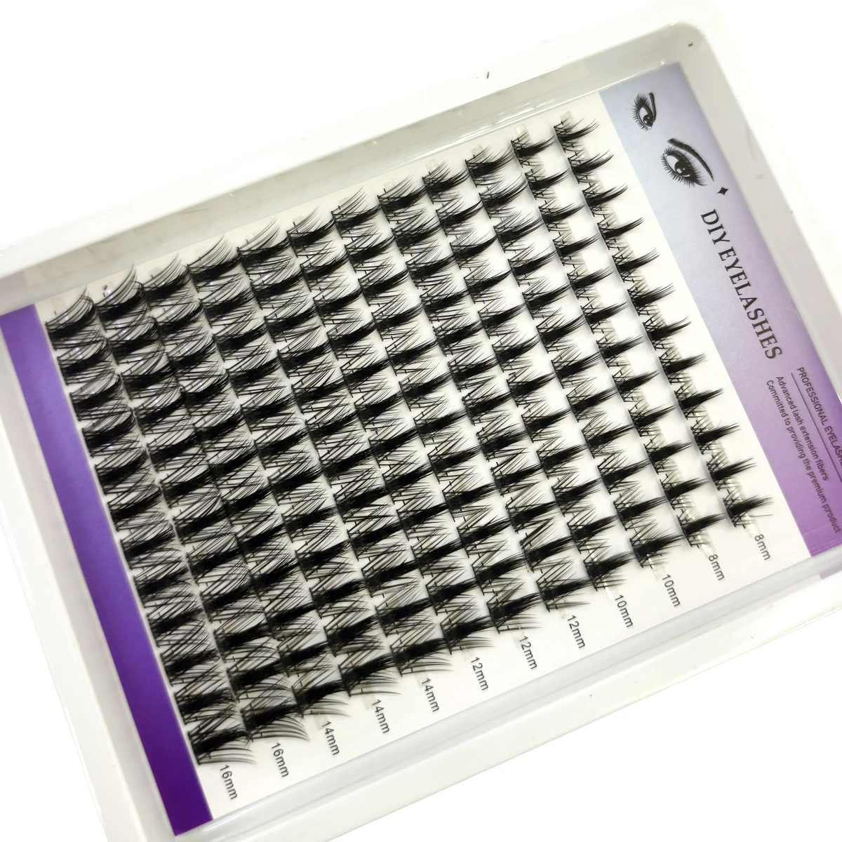 HBZGTLAD 12 Reihen DIY Cluster Wimpern 8-16mm Katzenaugen-Wimpern Unsichtbares Band Premium Nerz Manga Wimperncluster Natürlicher Stil Faux Cils – Detail 13