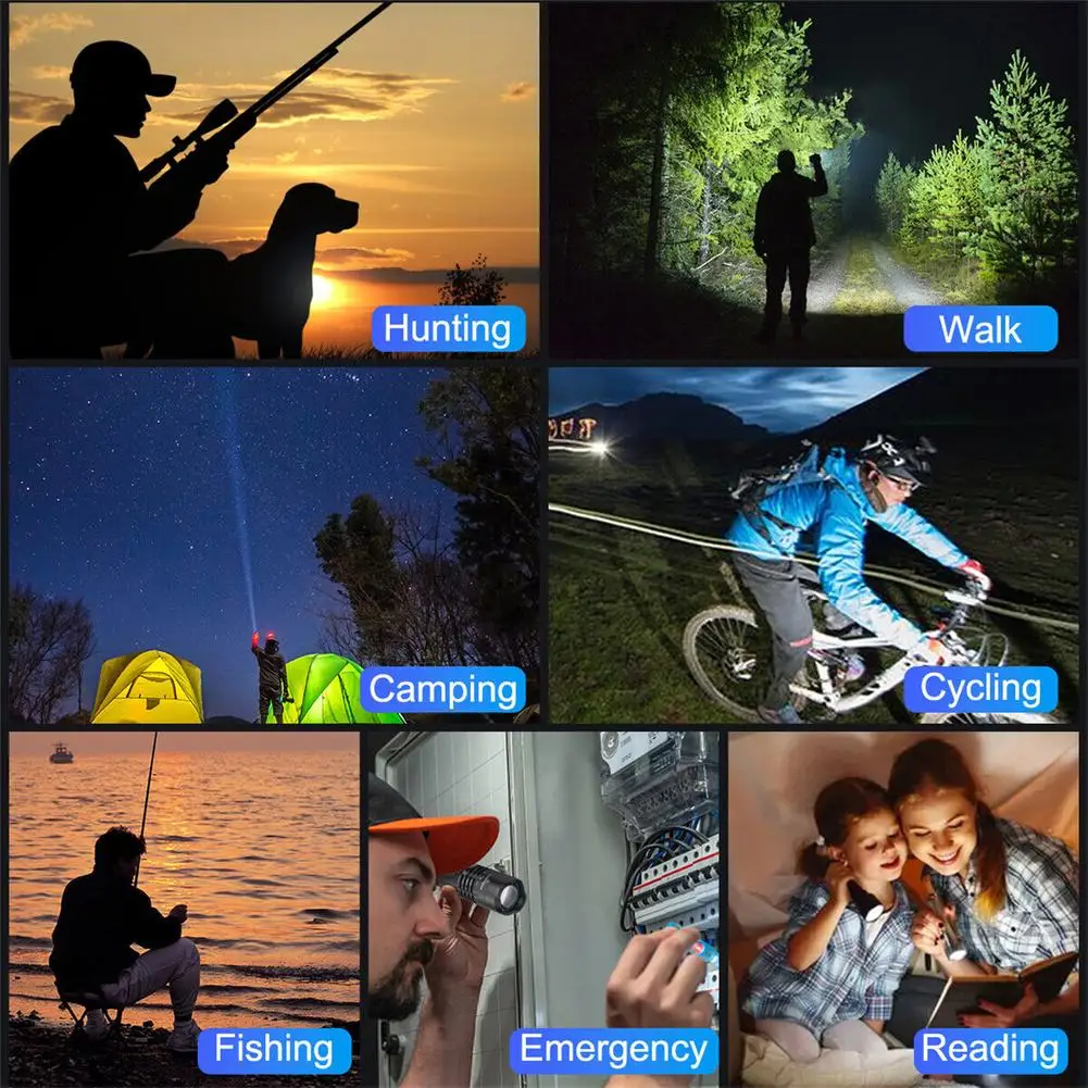 99000lm Led Tactical Flashlight Portable Lighting Super Bright Zoomable Work Light Hand Lantern for Adventure Caving Camping