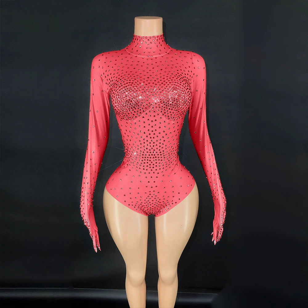 Customized New Lace Transparent High Elastic Sequins Sexy Tight jumpsuit Birthday Party Long Dress Performance Dress