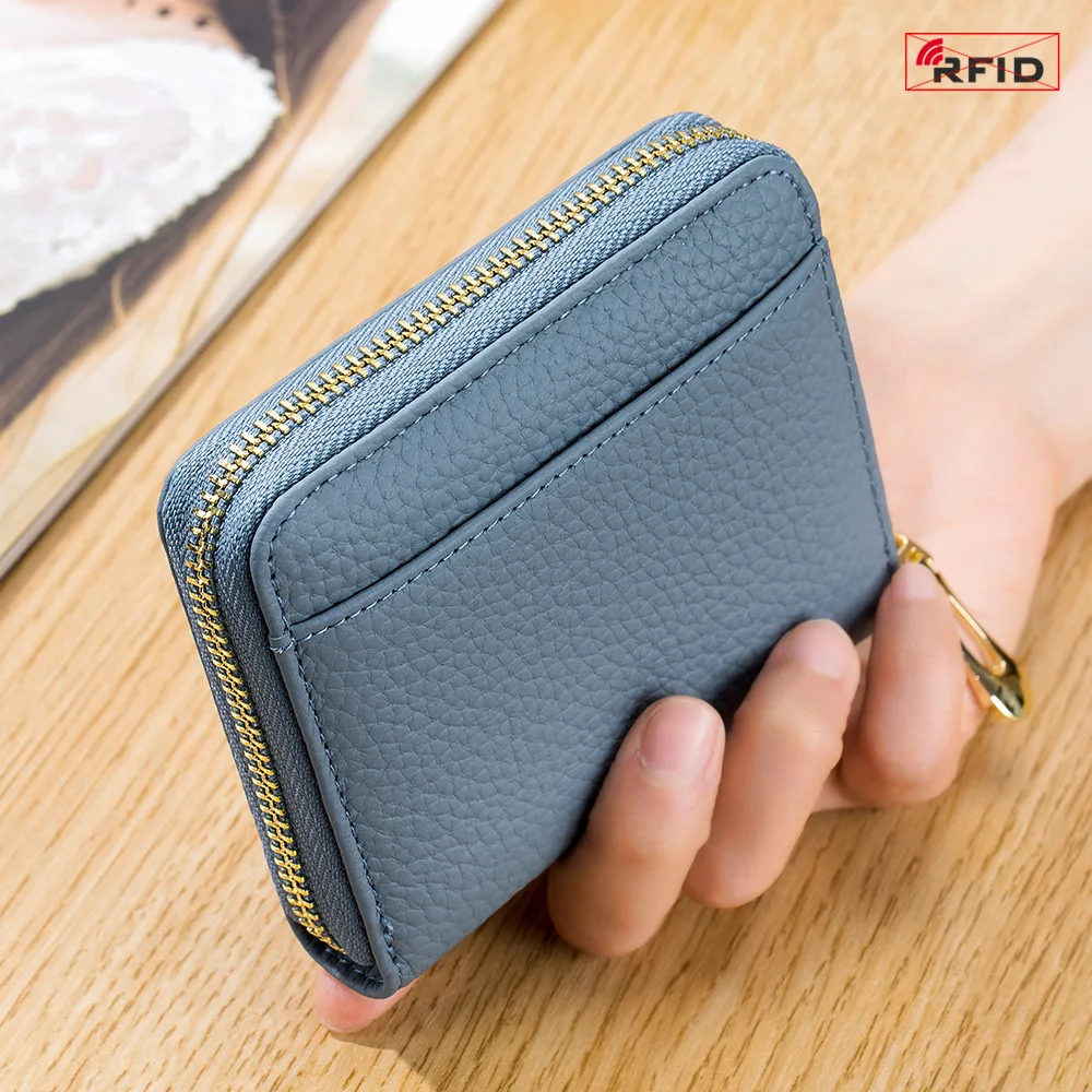 

"Genuine Leather RFID Blocking Slim Wallet | Anti-Theft Demagnetization-Proof Card Holder | Built-in Coin Pocket for Cash/Coins