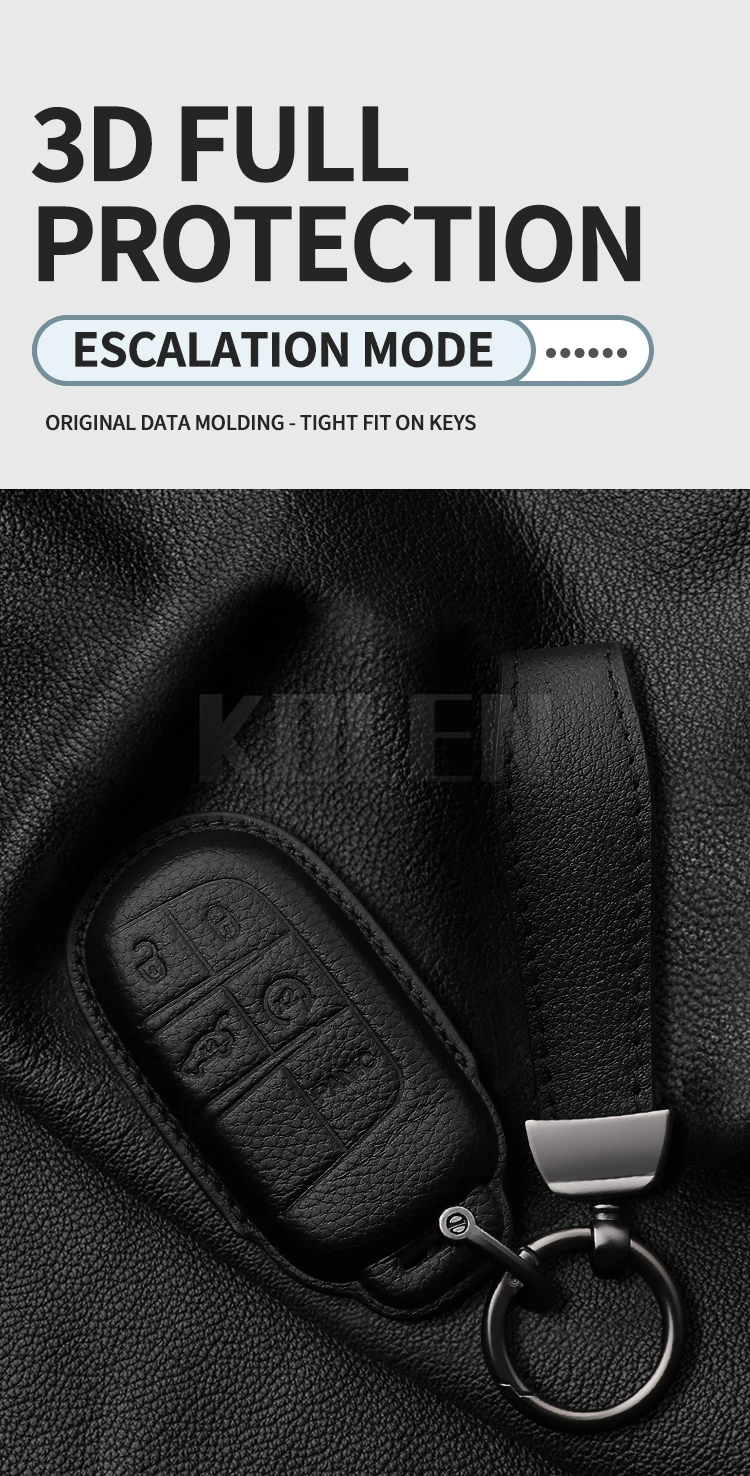 Echt leder Auto Schlüssel etui Abdeckung für Jeep Renegade Grand Cherokee Dodge Ram Ladegerät 1500 Heraus forderer Chrysler 300c Reise – Detail 4