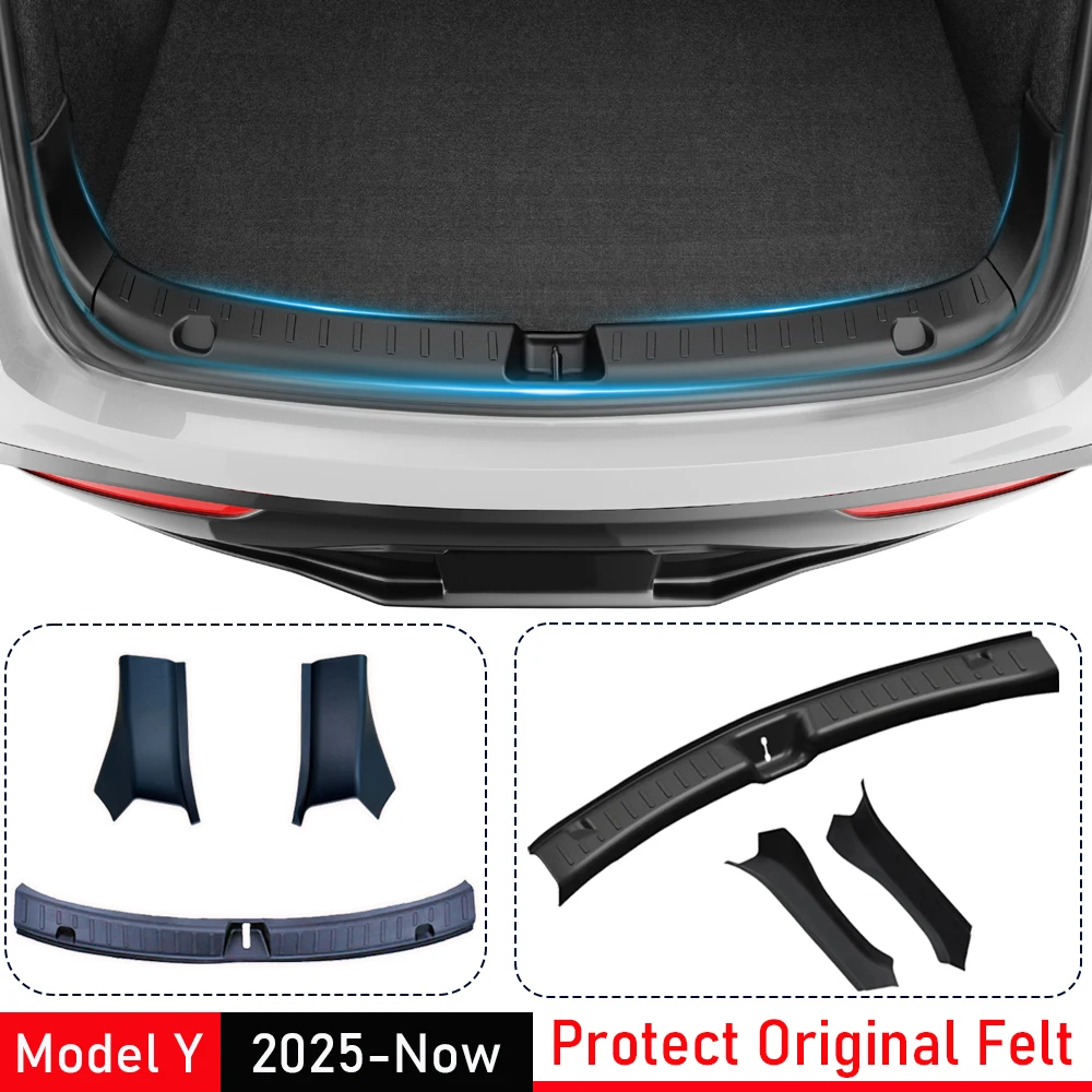 For Tesla Model Y Juniper 2025 2026 Trunk Threshold Strip TPE Mats Sill Guard Rear Cargo Kick Pad Protector Interior Accessories