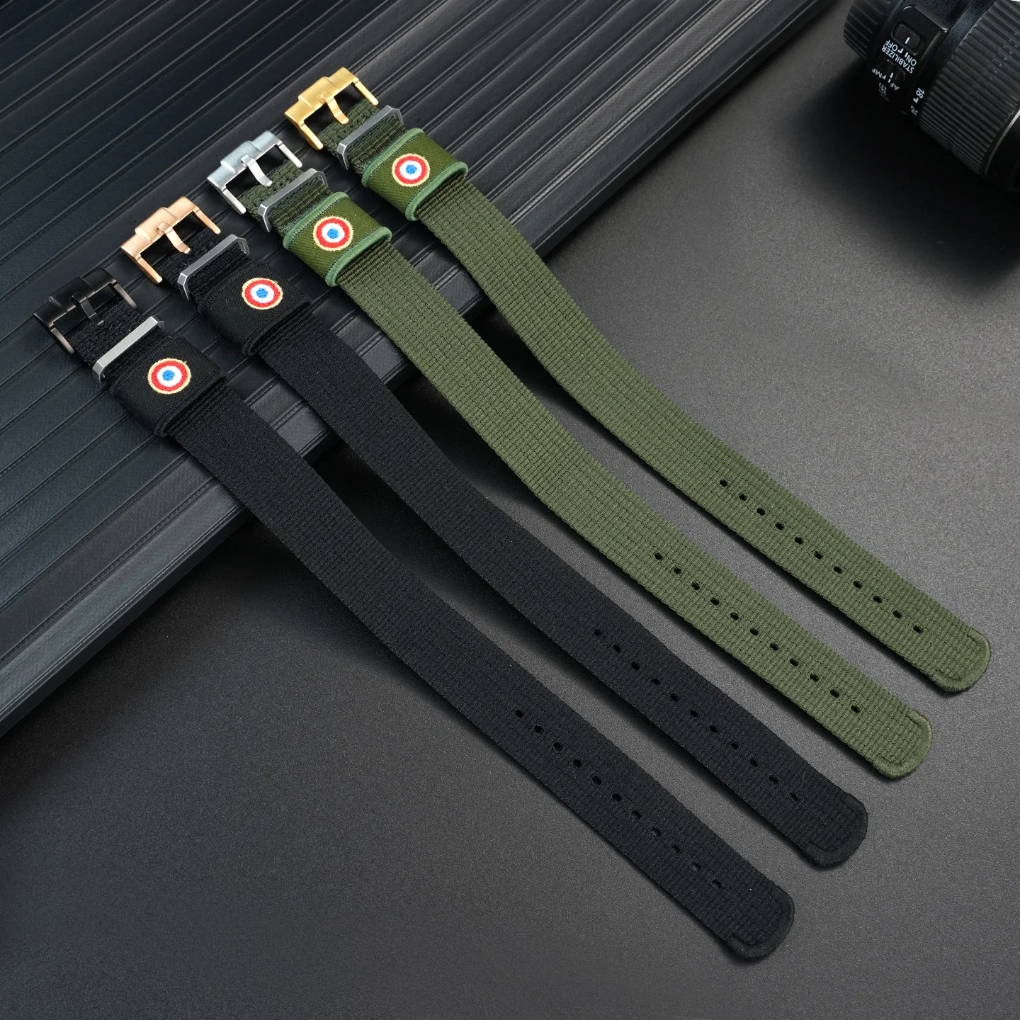 22mm One-Piece Nylon Strap For Tudor Black Bay Red Flower Pelagos Breathable Sweatproof Sport Watch Band Men‘s watch chain