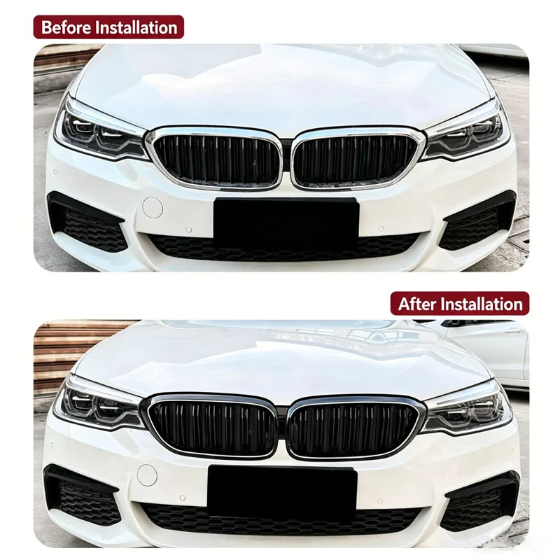 Car Front Grille For BMW 5 Series G30 G31 2017-2020 Racing Grills With LED Light Single/Dual Line Body Kits Auto Accessories