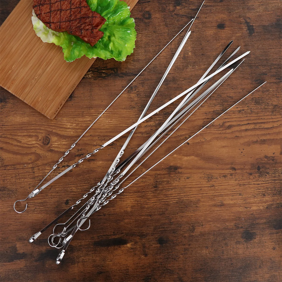 

20pcs BBQ Sticks Grill Skewers Stainless Steel Nonstick Metal Forks for Outdoor Party Camping Restaurant Kitchen Tools Barbecue
