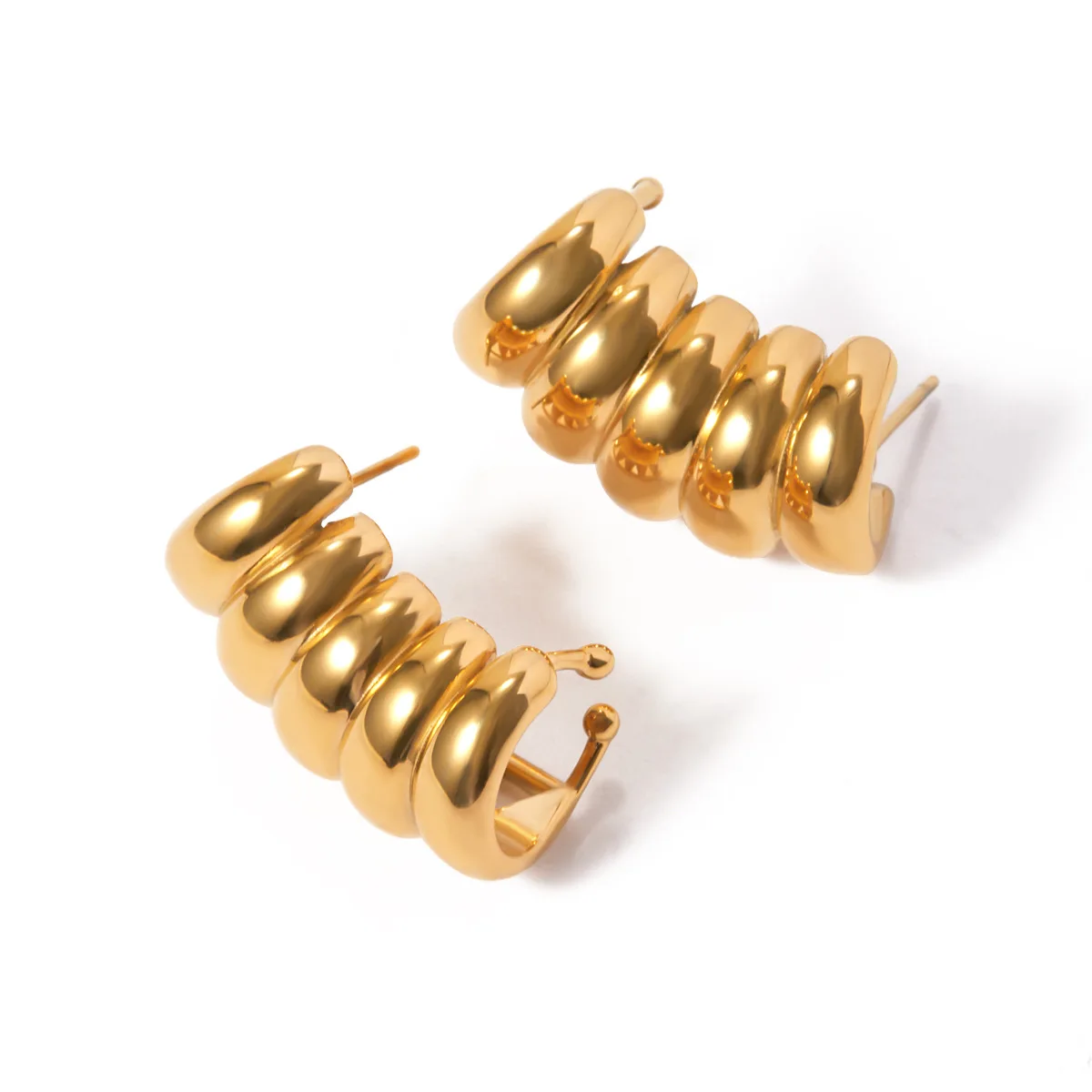 

Stainless Steel PVD 18K Gold Plated Tarnish Short Bar Earrings For Woman Jewelry Wholesale Summer Trendy