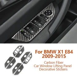 For BMW X1 E84 2009-2015 Car-styling Carbon Fiber Car Window Lifting Panel Decorative Stickers Interior Modification Accessories