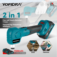 YOFIDRA 11MM Brushless Electric Hammer Screwdriver Cordless Auto Hammer Car Screw Driver Power Tool Set For Makita 18V Battery