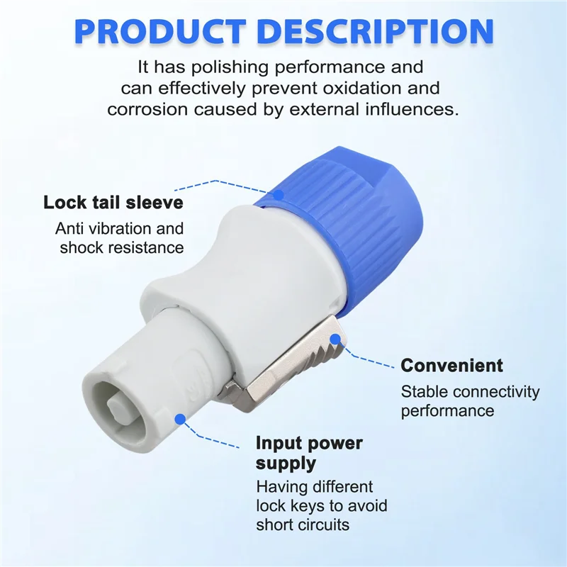 

B24B 50Pcs 3 PIN Male Powercon Connector Signal Input Jack For Light Stage Light Power Output