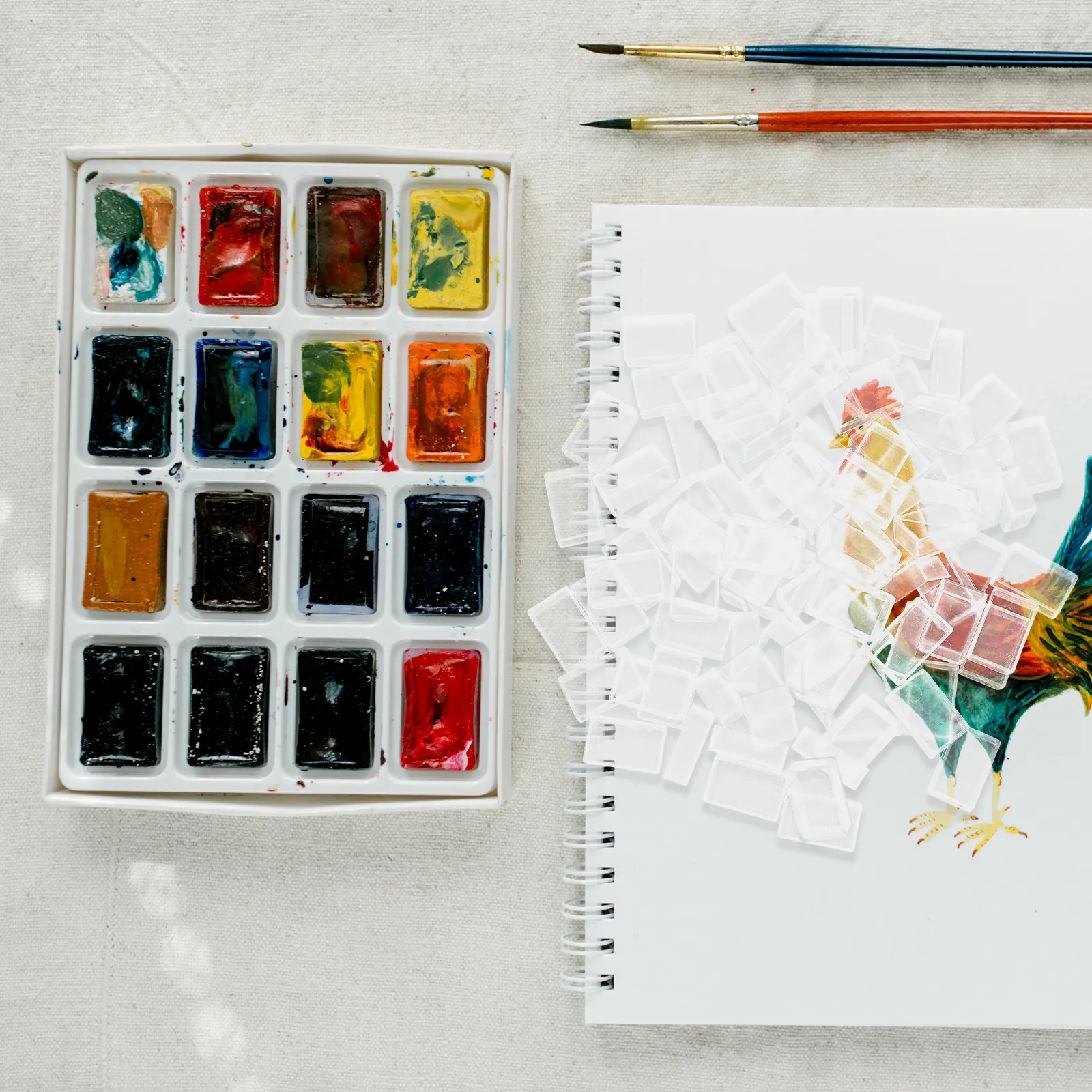 

100Pcs Empty Watercolor Pans Small Paint Storage Containers Leakproof Design for Acrylic Gouache and Watercolor Travel Art