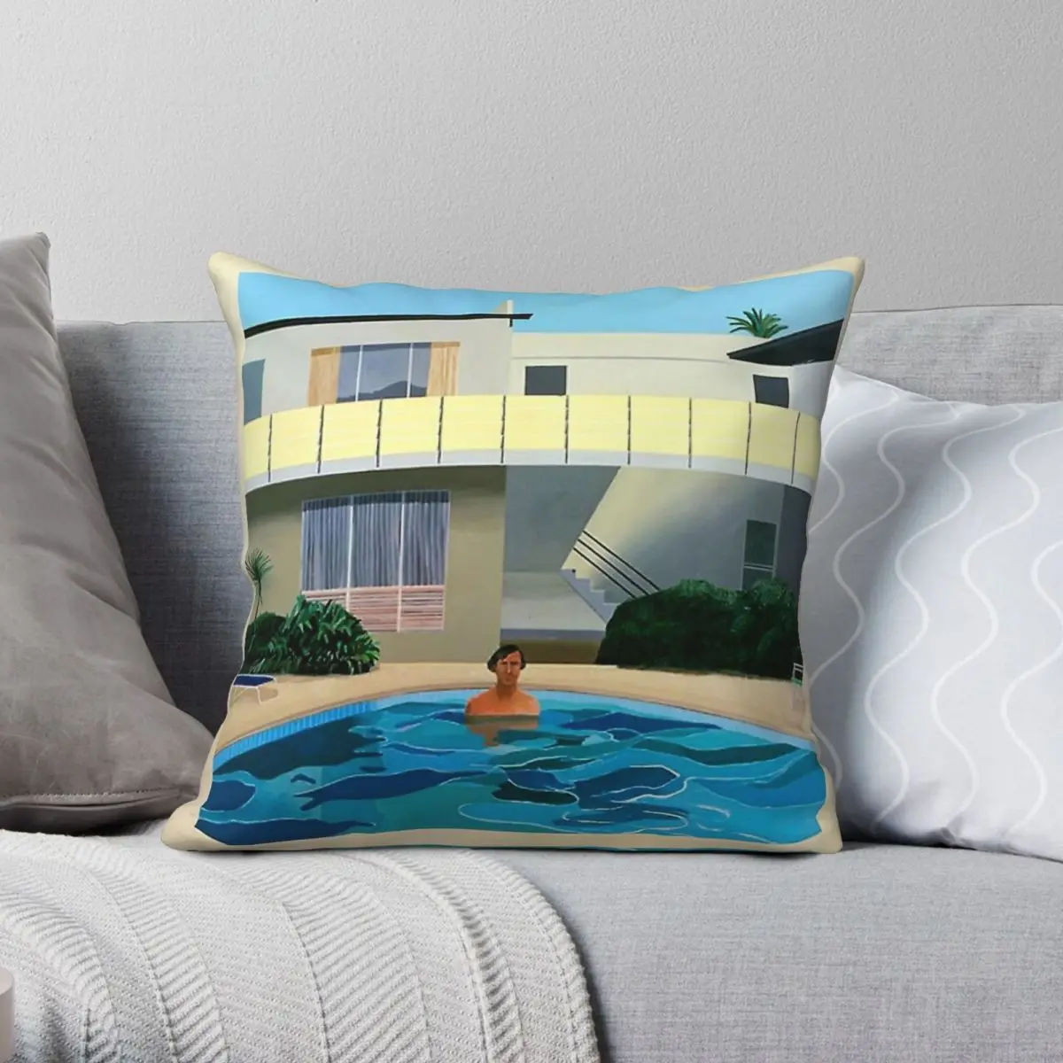 David Hockney Kungkum In The Pool Square Pillowcase Polyester Linen Velvet Pattern Decorative Throw Pillow Case Bed Cushion Case