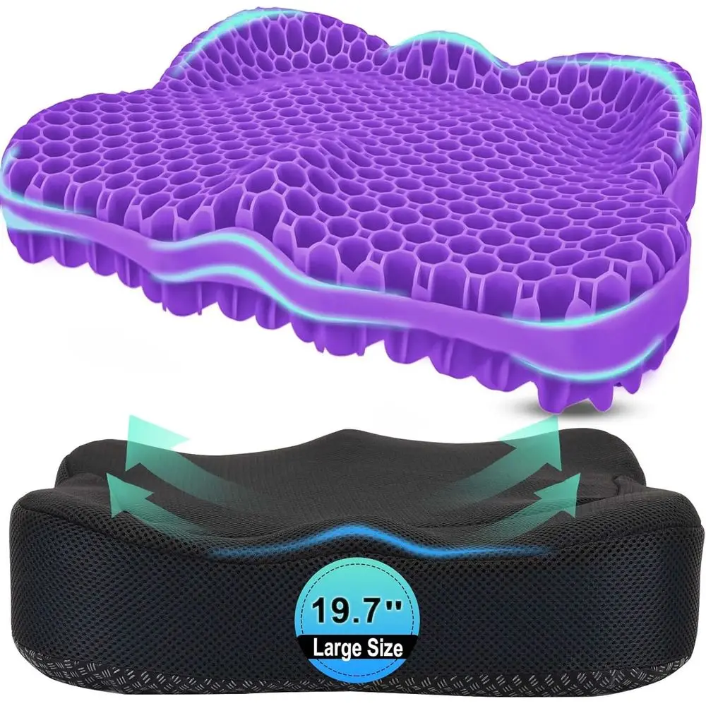 

Thicken 19.7in Seat Cushion, Gel Seat Cushion or Long Sitting–Oice Chair, Wheelchair, Car Pad, Large Cooling Support Pad or Back