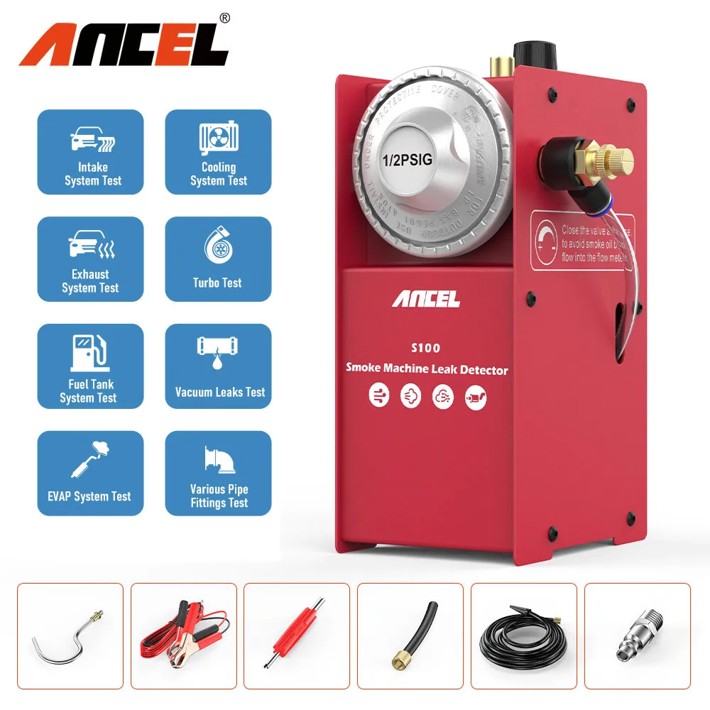 

ANCEL S100 Car Smoke Leak Detector Oil Pipe Leaks Analyzer Tester Auto Gas Leakage Locator EVAP Vacuum Leakage Diagnostic Tools