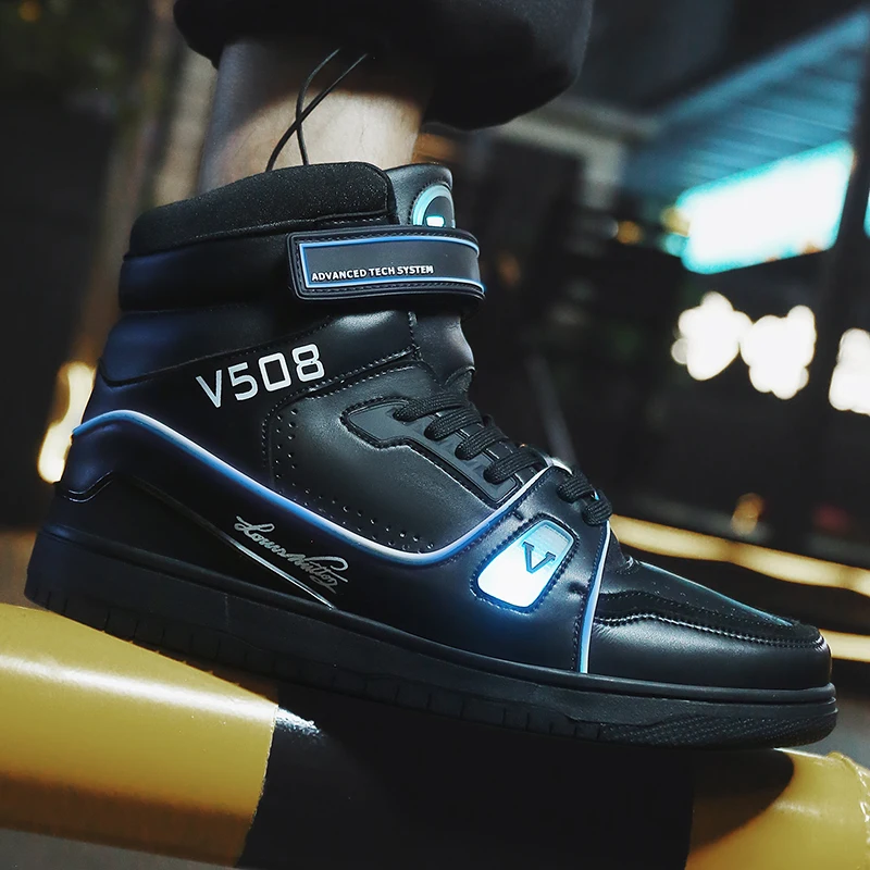 7 Types Of Light Men Fashion Air Motorcycle Boots Led Mag Shoes Light Up Sneakers Back To The Future Led Shoes Size36-46