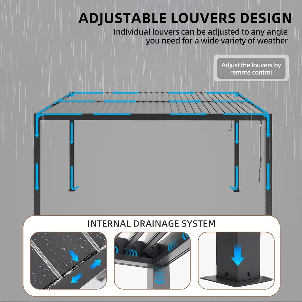 Toldo Exterior con Control Remoto Fácil de Usar, para Exteriores, Patios, Jardines, Pérgolas, Venta al Por Mayor
