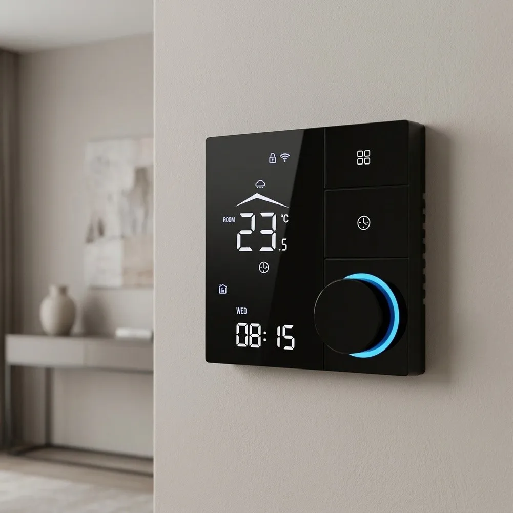 Large Knob for Smart WiFi Thermostat 3.5 Inch Screen Dimmable Night Light for Alexa Voice Control 24V AC Compatible