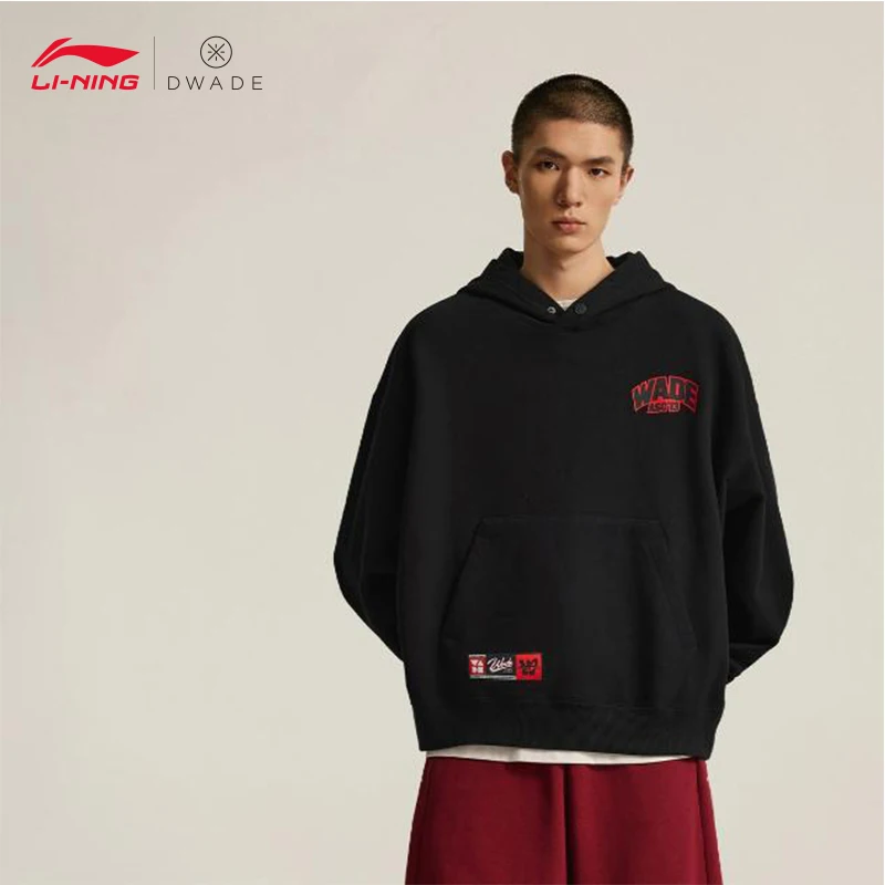

LI-NING Way of Wade Мужская толстовка с длинным рукавом, флисовая теплая свободная толстовка с капюшоном AWDV887
