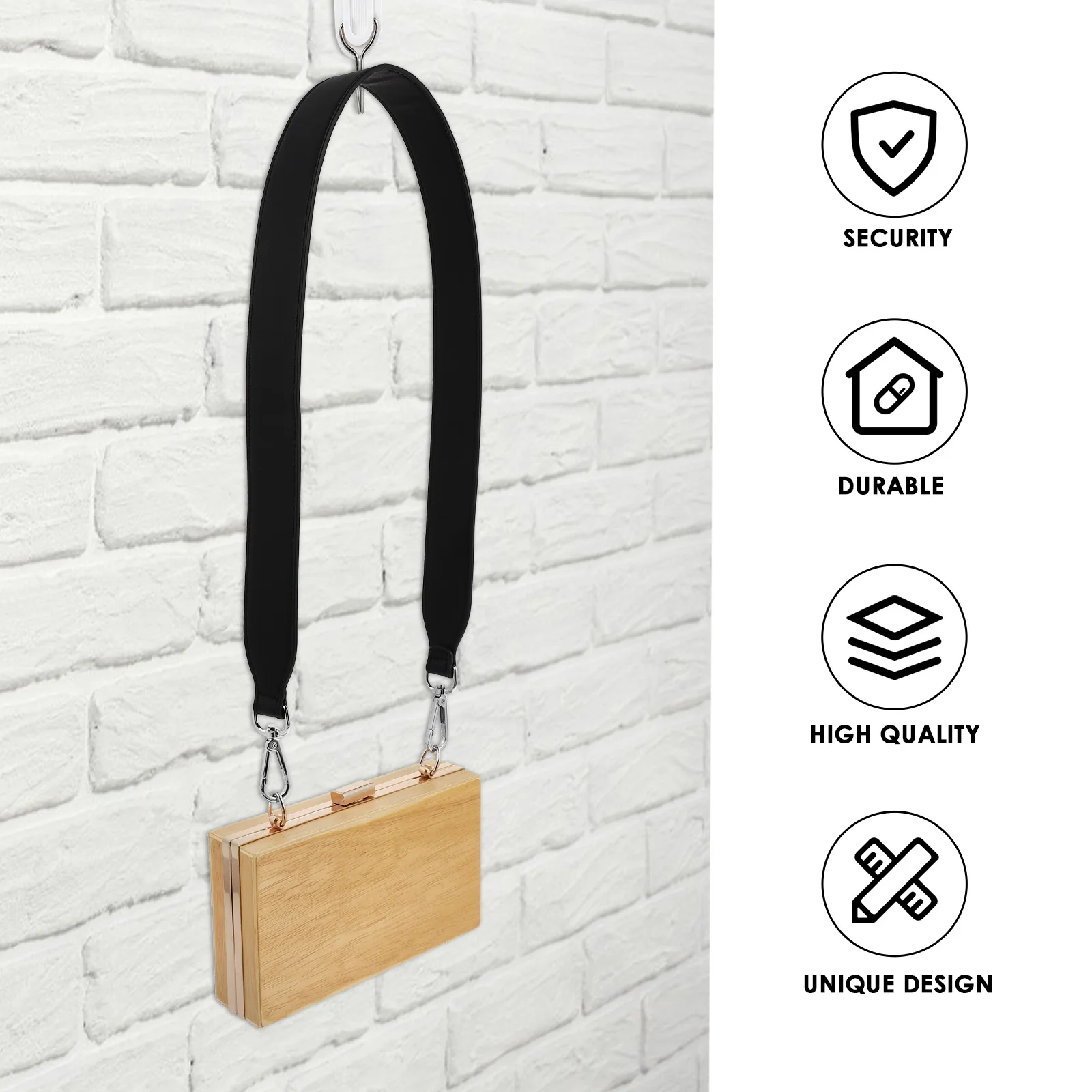 

Bag Strap Wide Shoulder Crossbody Replacement Belt Black Clutch Accessories Petal Style Long Adjustable Cowhide