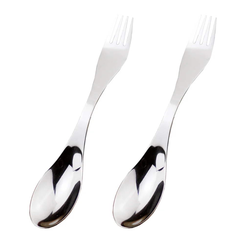 2 Pcs Portable Student Flatware Picnic Spoon Camping Spork 19*33*05cm Double-ended